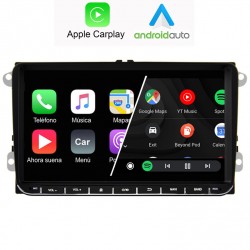 Pantalla Android 2din gps Octacore 4/64GB. Cámara trasera CarPlay Android Auto VW RCD510, RCD310, RNS815, seat leon