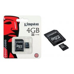 4GB. MicroSD CON ADAPTADOR PARA SD. TARJETA DE MEMORIA MARCA KINGSTON 
			 
			