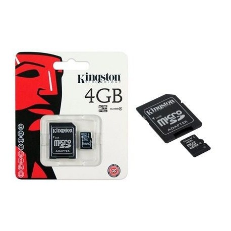 4GB. MicroSD CON ADAPTADOR PARA SD. TARJETA DE MEMORIA MARCA KINGSTON