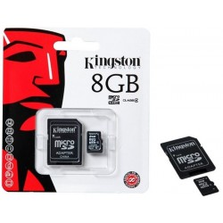 8GB. MicroSD CON ADAPTADOR PARA SD. TARJETA DE MEMORIA MARCA KINGSTON 
			 
			
