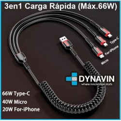 Cable alargador carga rapida 66W conector lighting usb usb-c micro 
			 
			
