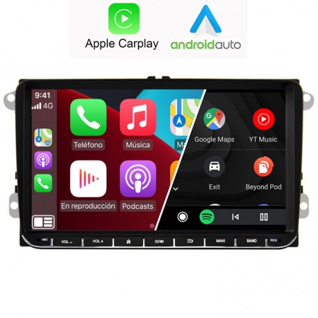 Pantalla Android 2din gps Octacore 4/64GB. Cámara trasera CarPlay Android Auto VW RCD510, RCD310, RNS815, seat leon