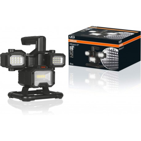 OSRAM LEDIL SPACE 1000 LEDinspect Flooder Spaceship, Foco LED portátil con 3 Cabezales Ajustables, Recargable