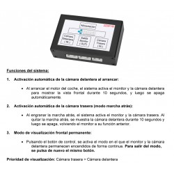 Interface para vision 360º tipo ojo de pez, buho entrada para dos camaras traseras, laterales y frontales pantalla de coche