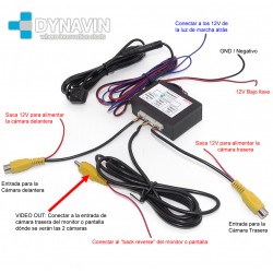 Interface para vision 360º tipo ojo de pez, buho entrada para dos camaras traseras, laterales y frontales pantalla de coche